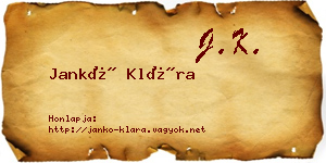 Jankó Klára névjegykártya